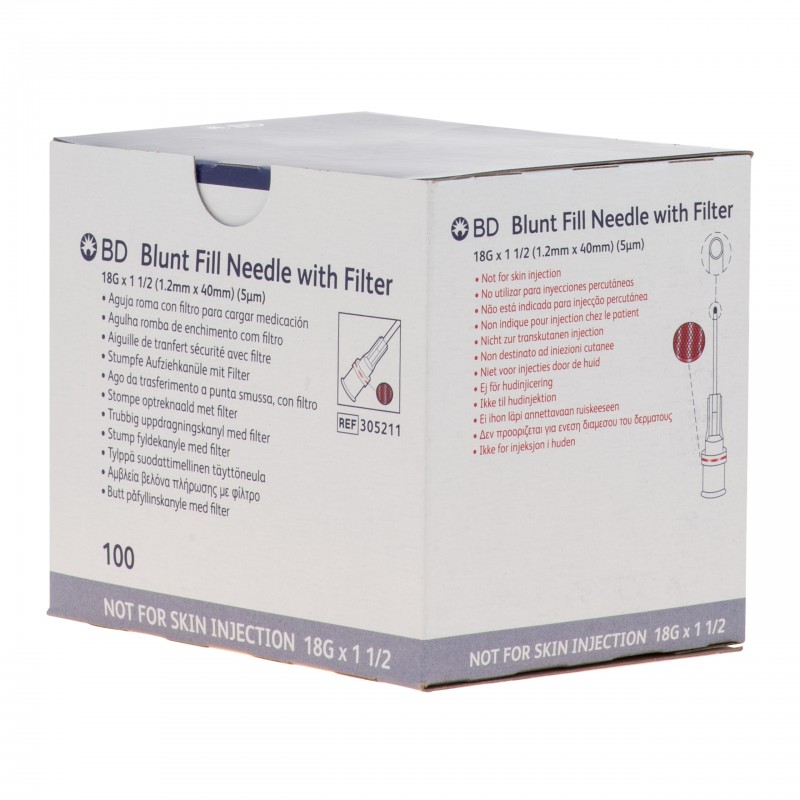 18G x 1 1/2" 1.2mm x 40mm 5 micron BD Blunt Filter Needle